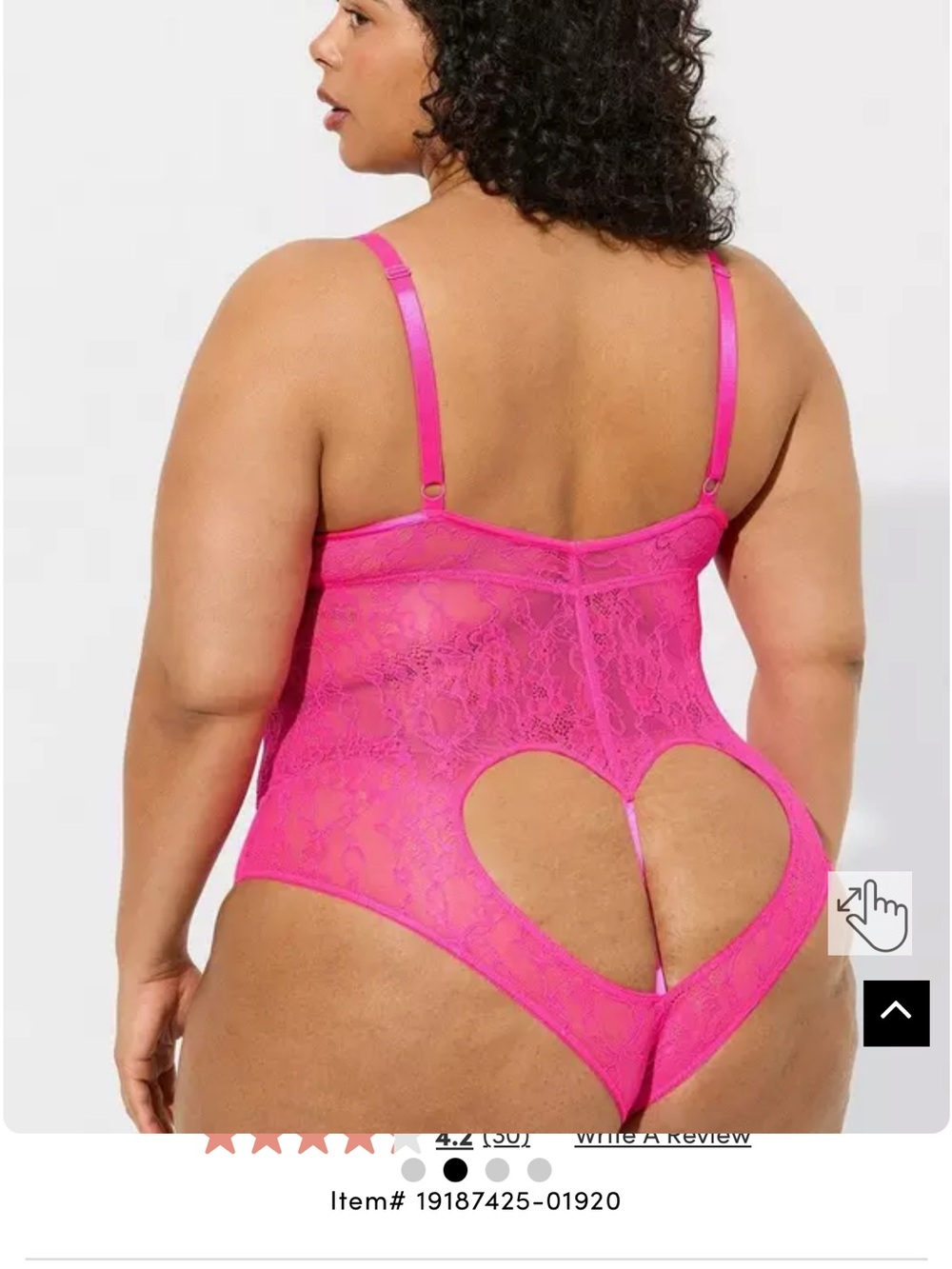 Plus-Size Heart Cutout Lace Teddy in Hot Pink